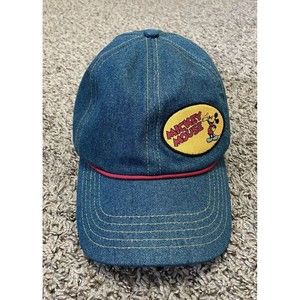 Disney Mickey Mouse Patch Denim Strapback Blue Jean Baseball Cap Hat 100% Cotton